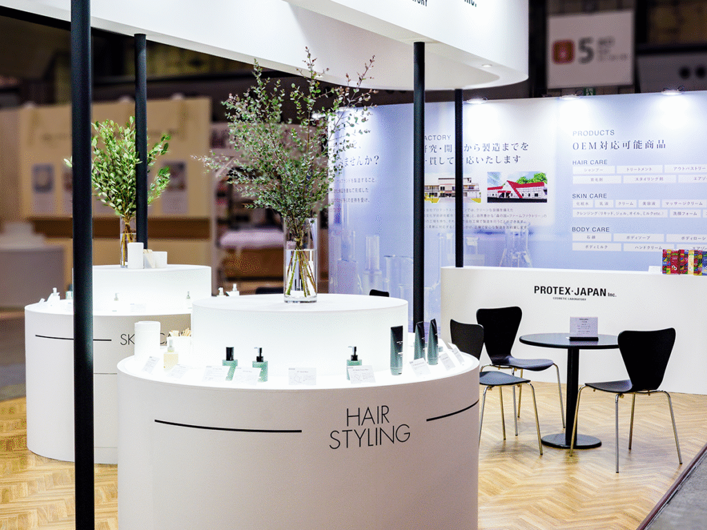 ㈱プロテックス・ジャパン様のCOSME Week 東京 2025 第15回化粧品開発展ご出展ブース
